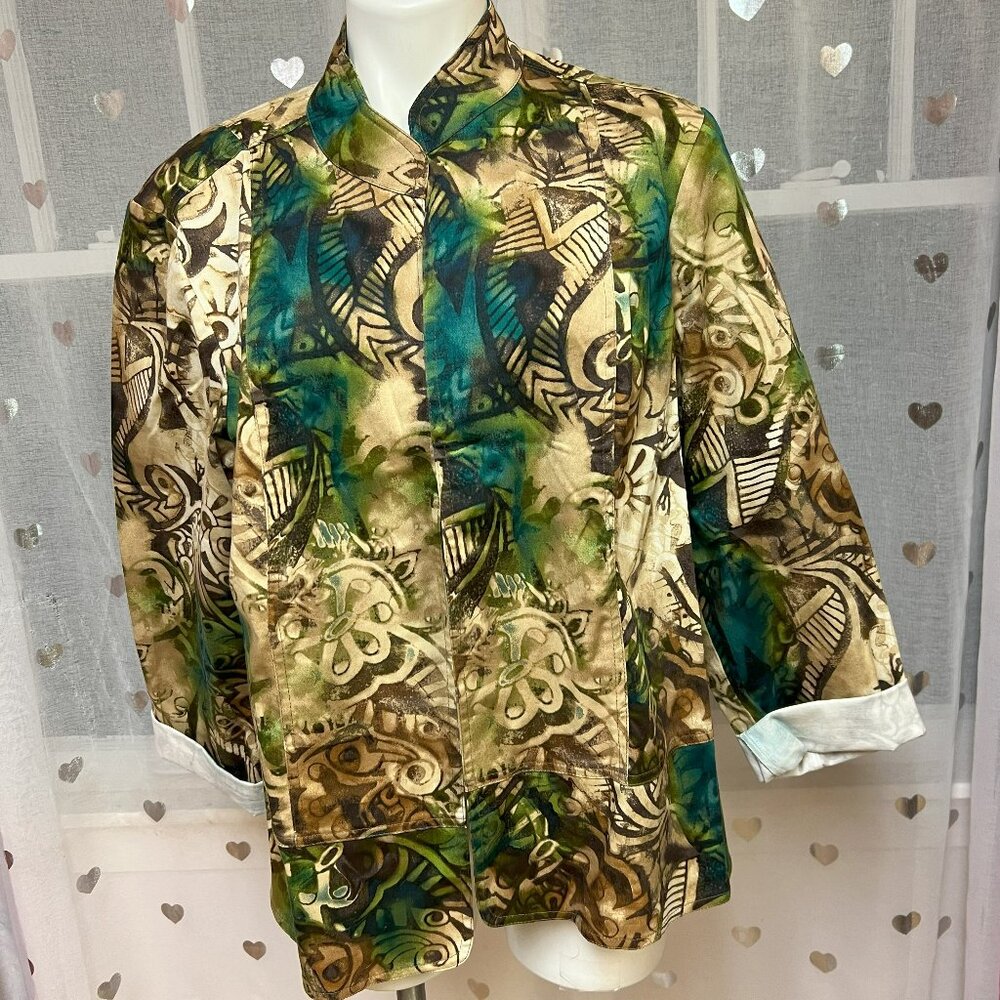 #139 Additions by Chico's Tropical-Colored Dress Shirt Size 3 (16) - Picture 1 of 6